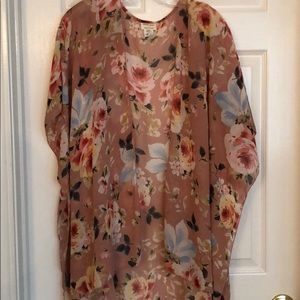 Floral pink kimono